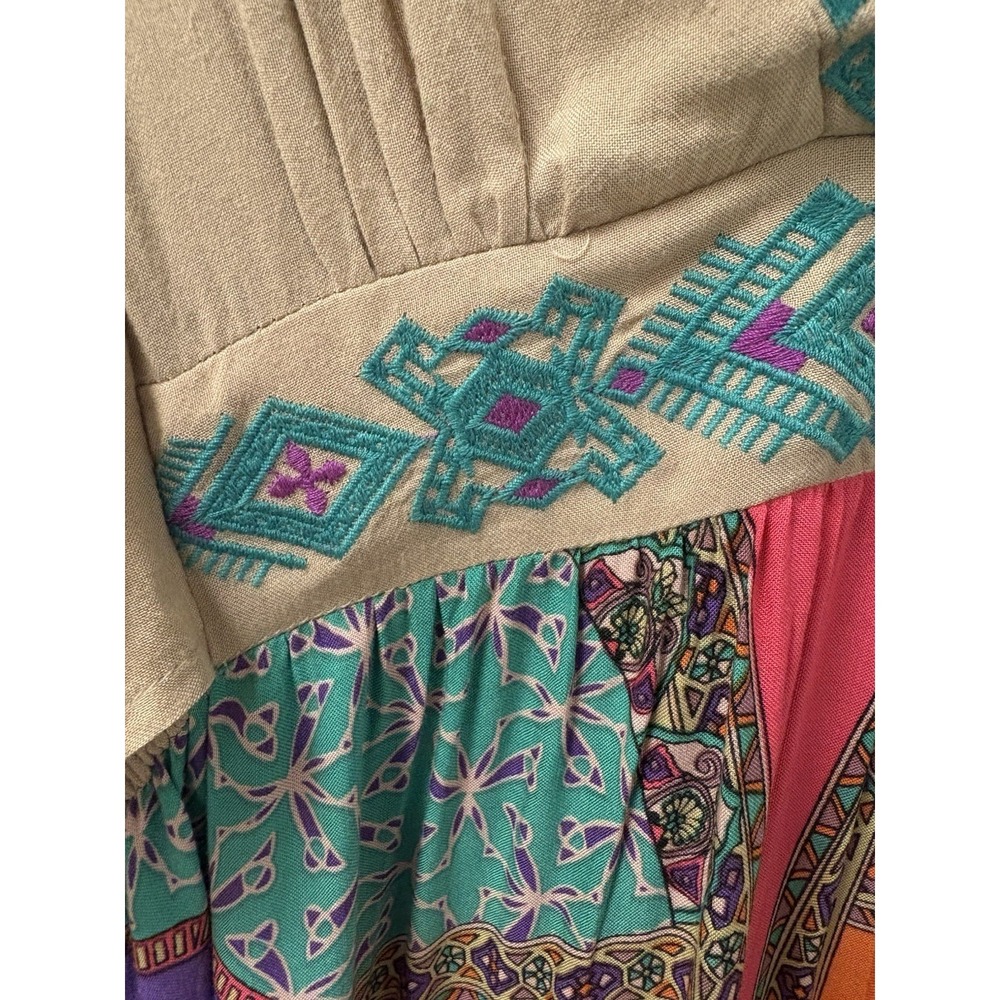 Flying Tomato Anthropologie Maxi Dress Multicolor Fluted Sleeves Boho Vacation - Picture 5 of 16